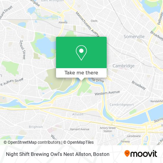 Mapa de Night Shift Brewing Owl's Nest Allston