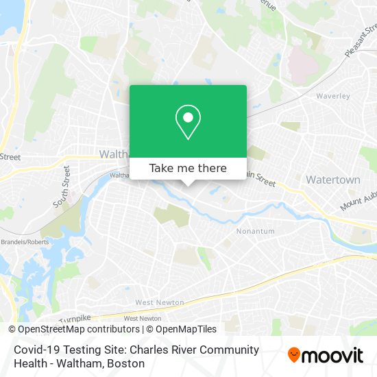 Mapa de Covid-19 Testing Site: Charles River Community Health - Waltham