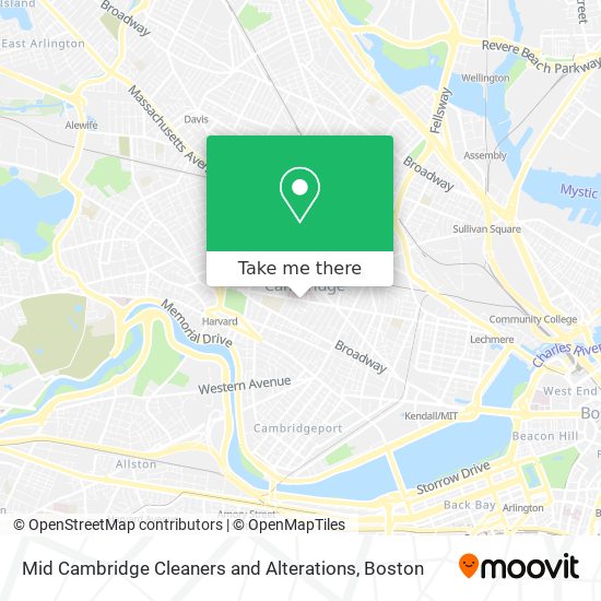 Mid Cambridge Cleaners and Alterations map