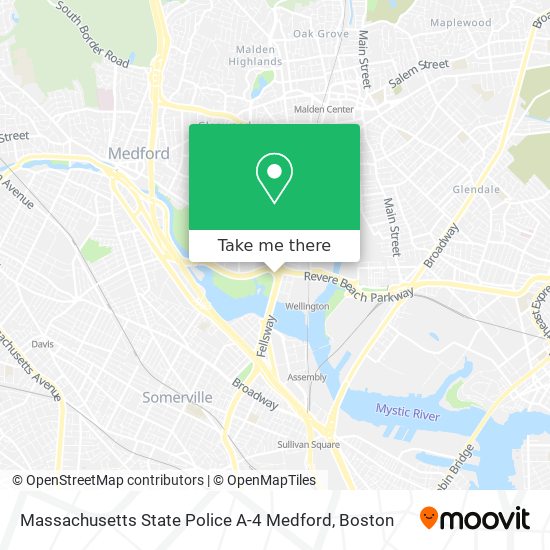 Massachusetts State Police A-4 Medford map