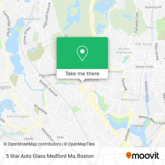 5 Star Auto Glass Medford Ma map