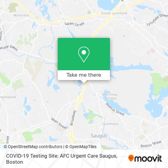 COVID-19 Testing Site: AFC Urgent Care Saugus map