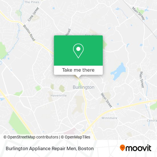 Burlington Appliance Repair Men map
