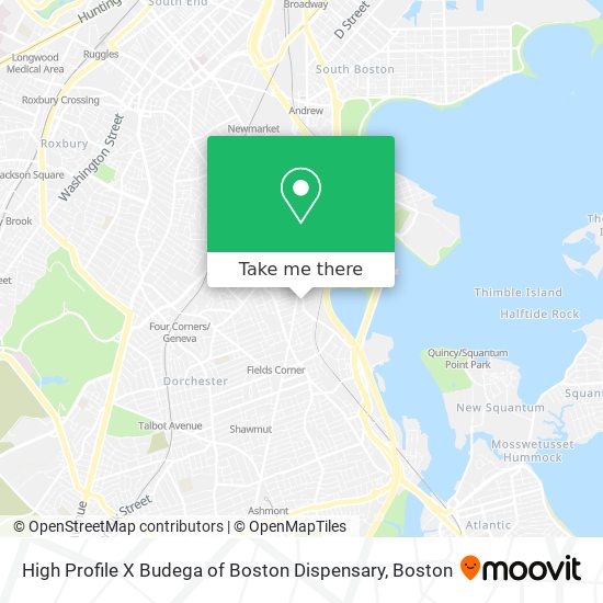 High Profile X Budega of Boston Dispensary map