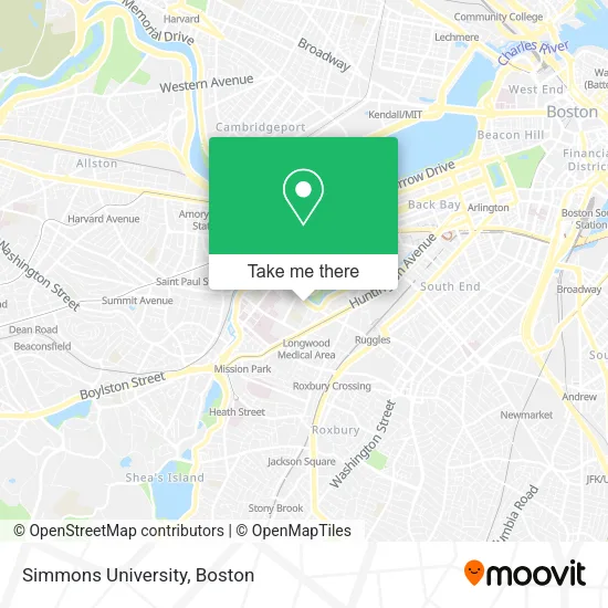 Mapa de Simmons University