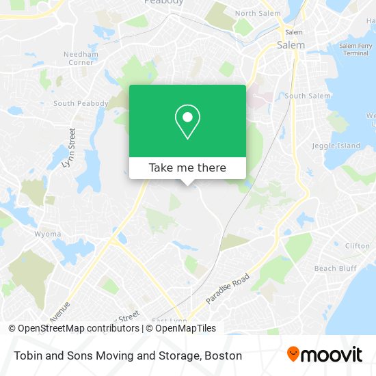 Tobin and Sons Moving and Storage map