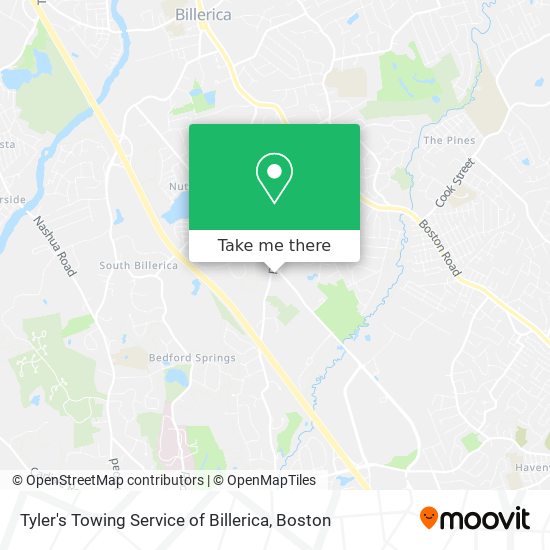 Tyler's Towing Service of Billerica map