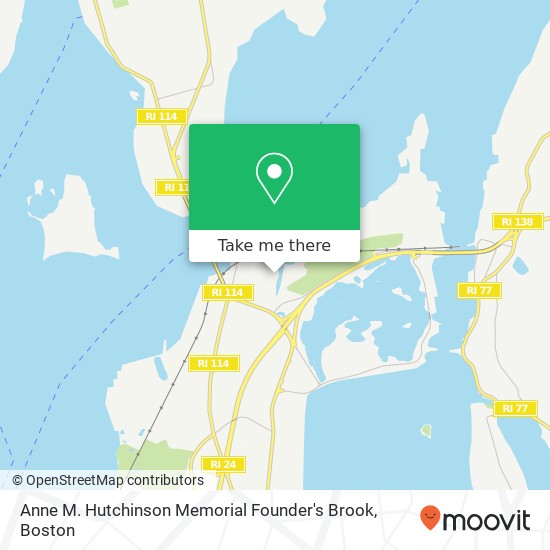 Anne M. Hutchinson Memorial Founder's Brook map