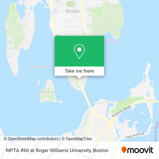RIPTA #60 at Roger Williams University map