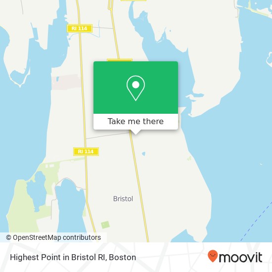 Highest Point in Bristol RI map