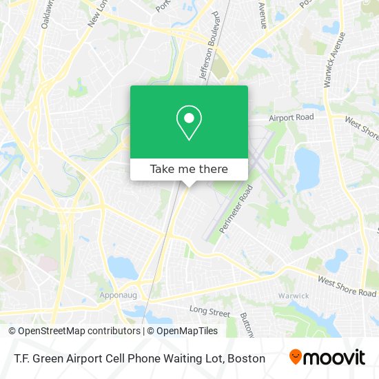 Mapa de T.F. Green Airport Cell Phone Waiting Lot