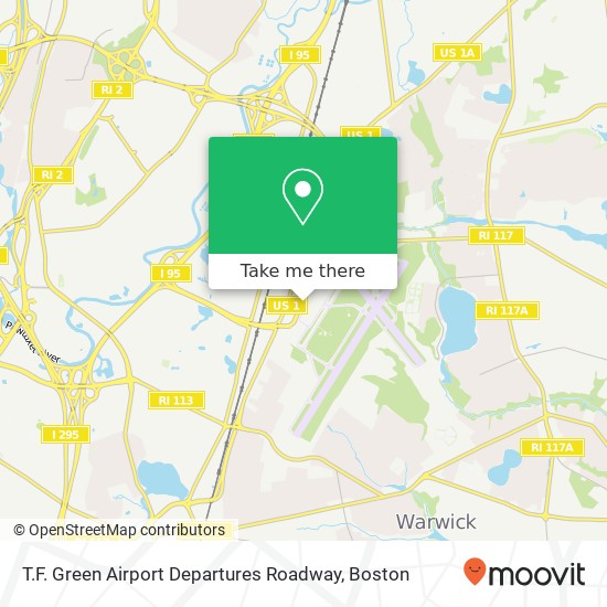 T.F. Green Airport Departures Roadway map