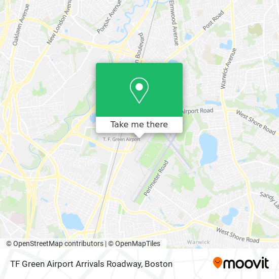 TF Green Airport Arrivals Roadway map