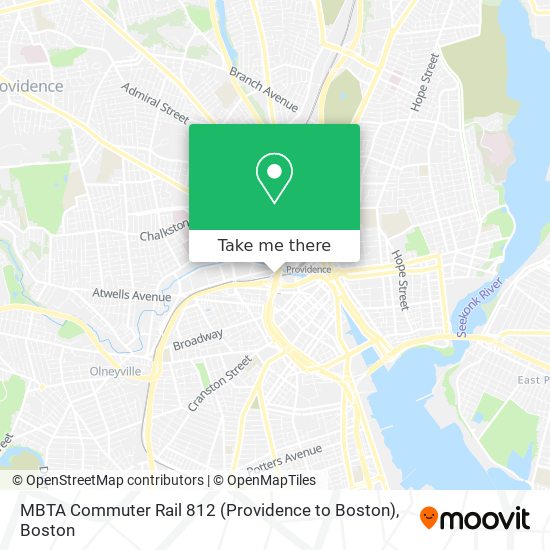 Mapa de MBTA Commuter Rail 812 (Providence to Boston)