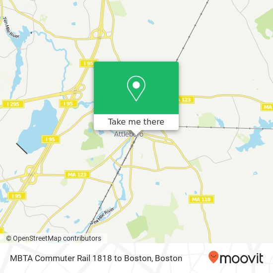 MBTA Commuter Rail 1818 to Boston map