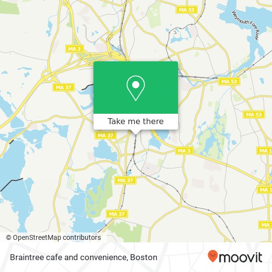 Mapa de Braintree cafe and convenience