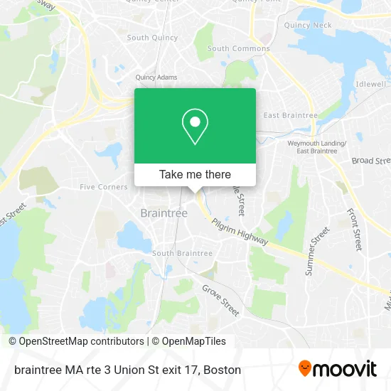 Mapa de braintree MA rte 3 Union St exit 17