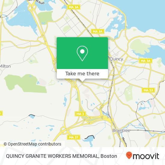 QUINCY GRANITE WORKERS MEMORIAL map