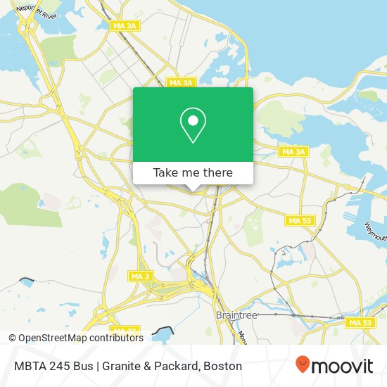 Mapa de MBTA 245 Bus | Granite & Packard