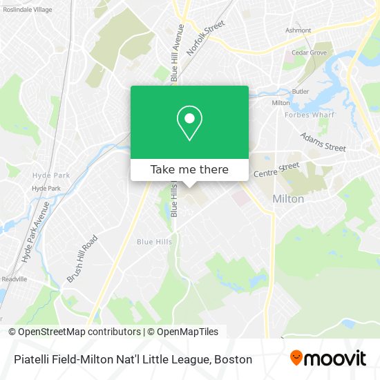Piatelli Field-Milton Nat'l Little League map