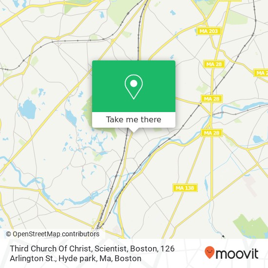 Mapa de Third Church Of Christ, Scientist, Boston, 126 Arlington St., Hyde park, Ma