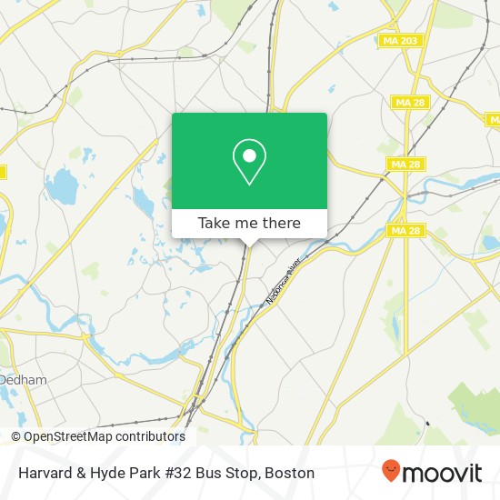 Mapa de Harvard & Hyde Park #32 Bus Stop