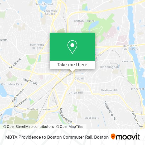 MBTA Providence to Boston Commuter Rail map