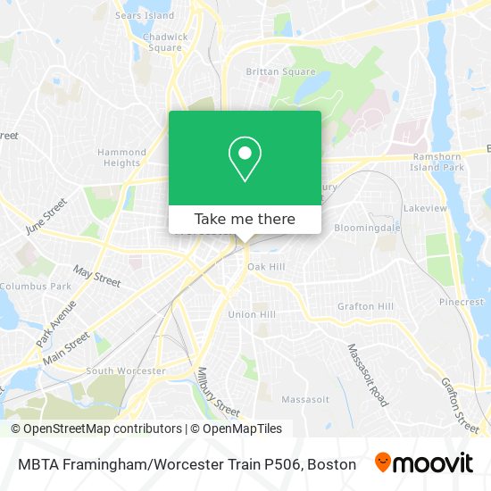 Mapa de MBTA Framingham / Worcester Train P506