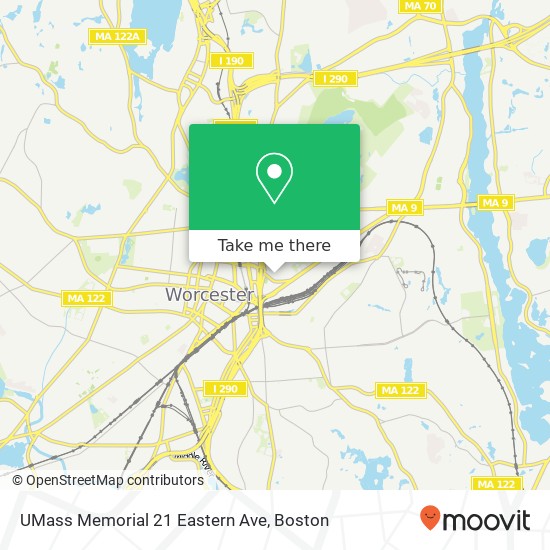 UMass Memorial 21 Eastern Ave map
