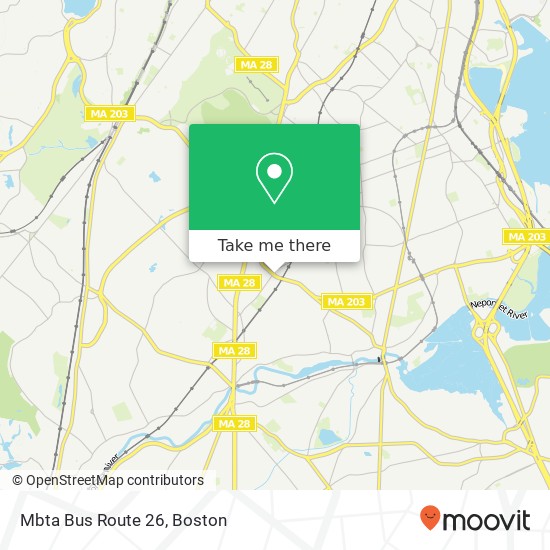 Mapa de Mbta Bus Route 26