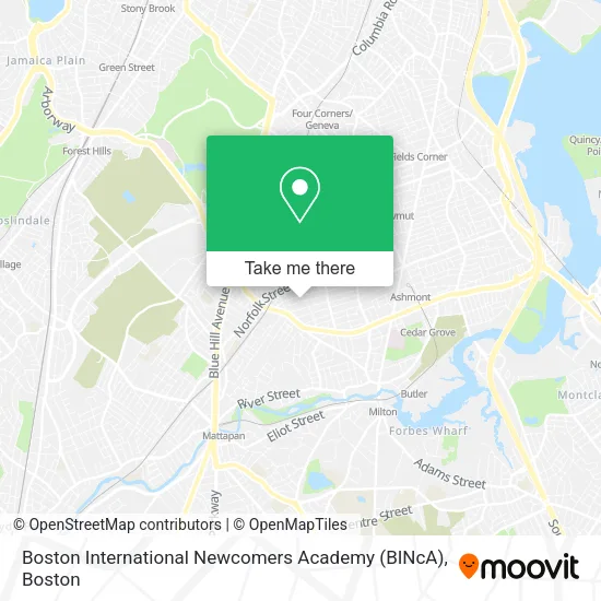 Mapa de Boston International Newcomers Academy (BINcA)