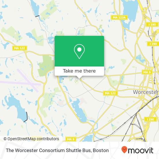 The Worcester Consortium Shuttle Bus map