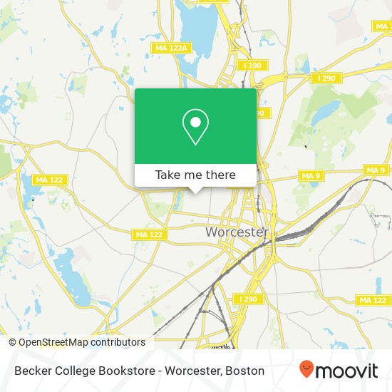 Mapa de Becker College Bookstore - Worcester