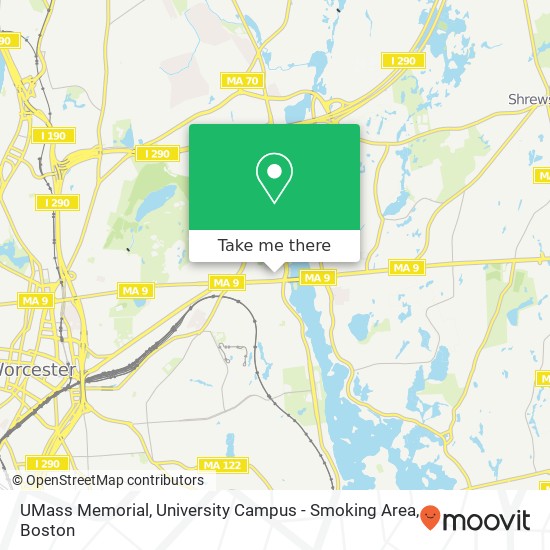 Mapa de UMass Memorial, University Campus - Smoking Area