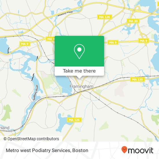 Metro west Podiatry Services map