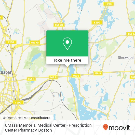 Mapa de UMass Memorial Medical Center - Prescription Center Pharmacy