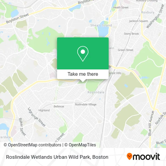 Roslindale Wetlands Urban Wild Park map