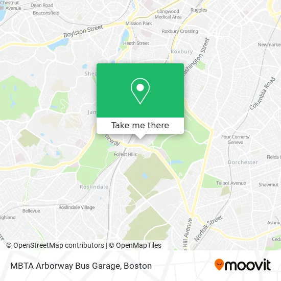 MBTA Arborway Bus Garage map
