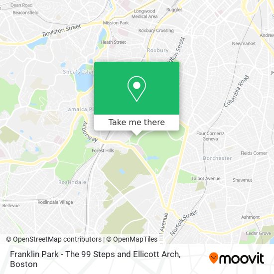 Franklin Park - The 99 Steps and Ellicott Arch map