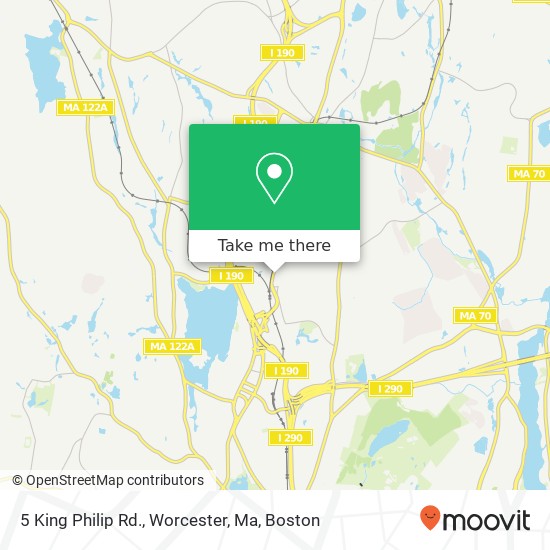 Mapa de 5 King Philip Rd., Worcester, Ma