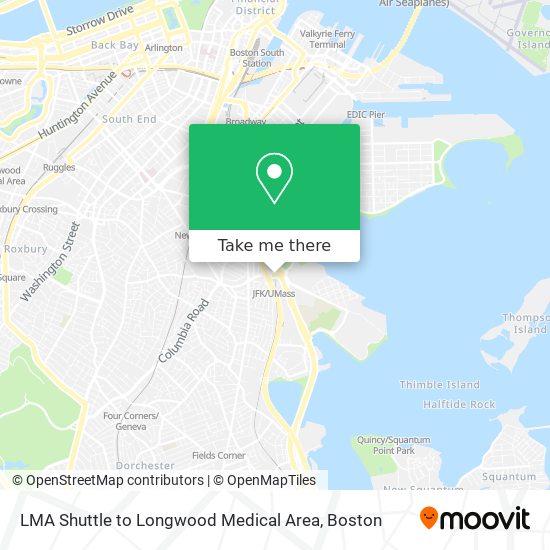 LMA Shuttle to Longwood Medical Area map