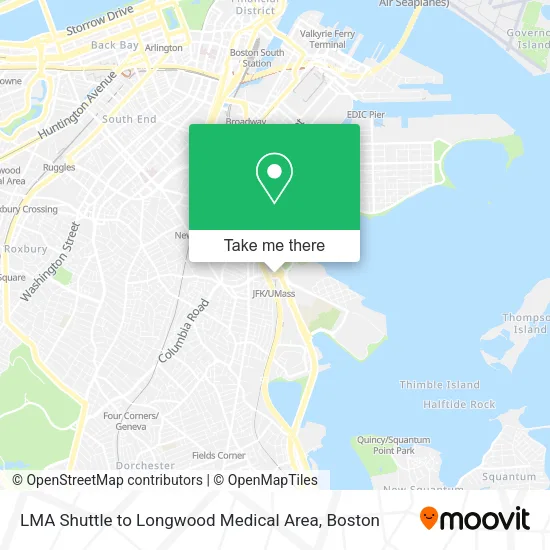 Mapa de LMA Shuttle to Longwood Medical Area