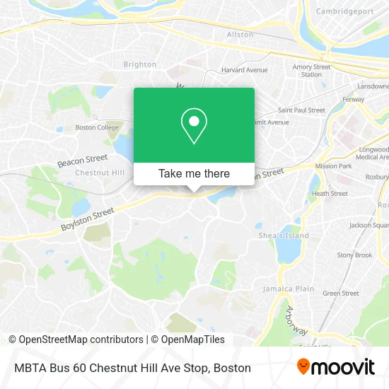 Mapa de MBTA Bus 60 Chestnut Hill Ave Stop