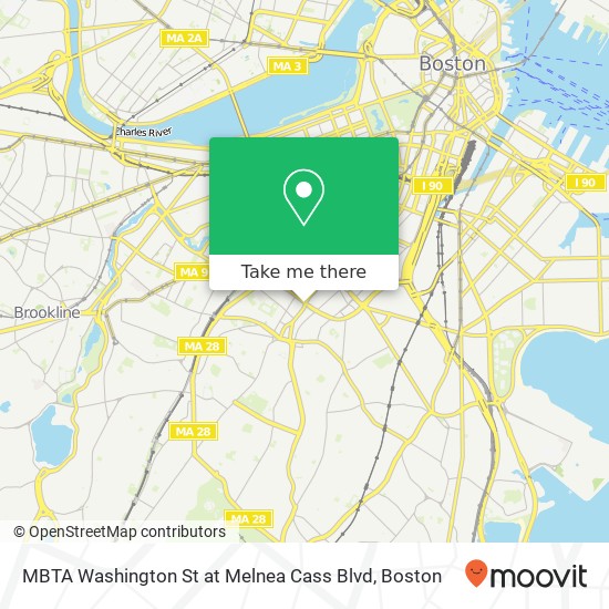 MBTA Washington St at Melnea Cass Blvd map