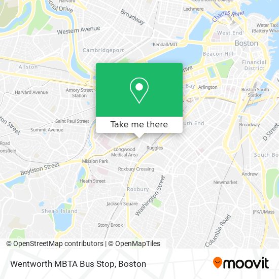 Wentworth MBTA Bus Stop map