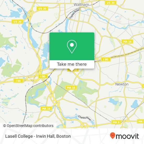 Mapa de Lasell College - Irwin Hall
