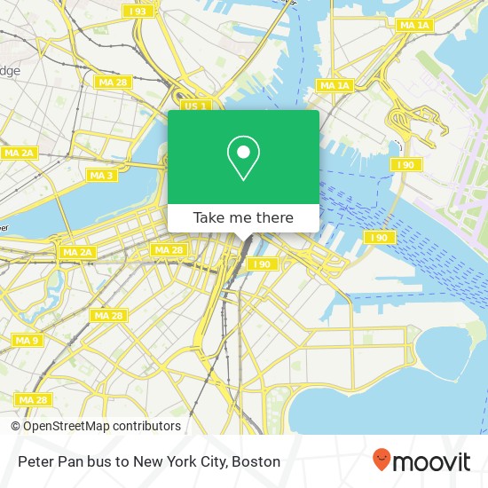 Peter Pan bus to New York City map