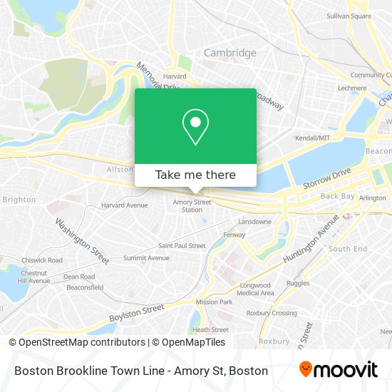 Boston Brookline Town Line - Amory St map