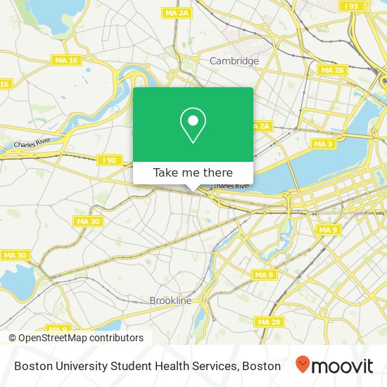 Boston University Student Health Services map