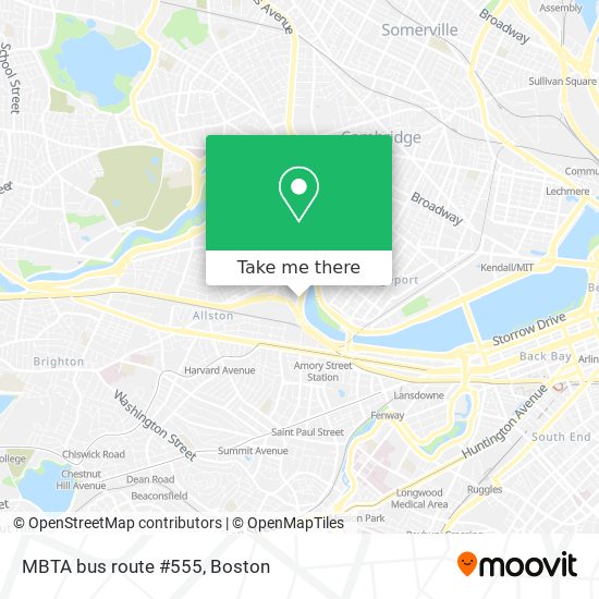 MBTA bus route #555 map